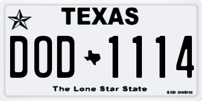 TX license plate DOD1114