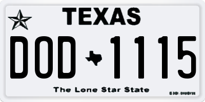 TX license plate DOD1115