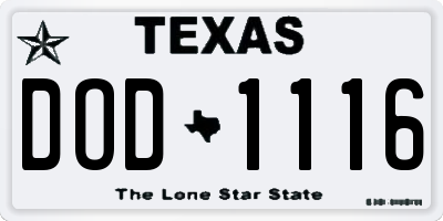 TX license plate DOD1116
