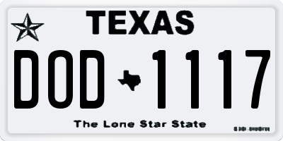 TX license plate DOD1117