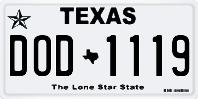 TX license plate DOD1119