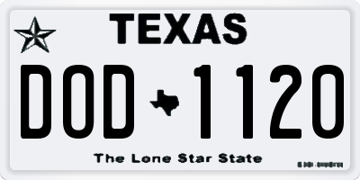 TX license plate DOD1120