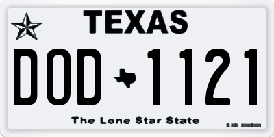 TX license plate DOD1121