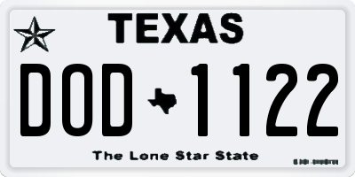 TX license plate DOD1122