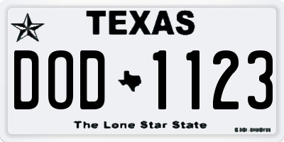 TX license plate DOD1123