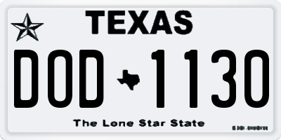 TX license plate DOD1130