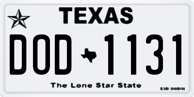 TX license plate DOD1131