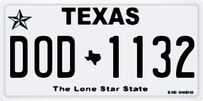 TX license plate DOD1132