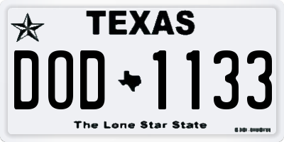 TX license plate DOD1133