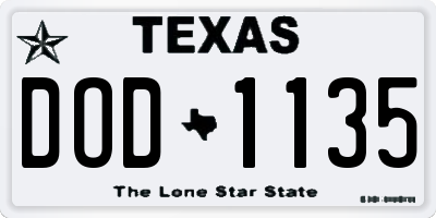 TX license plate DOD1135