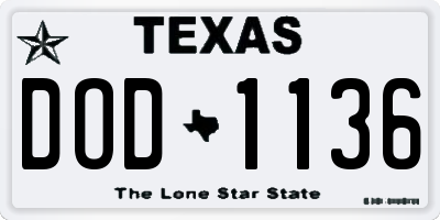 TX license plate DOD1136