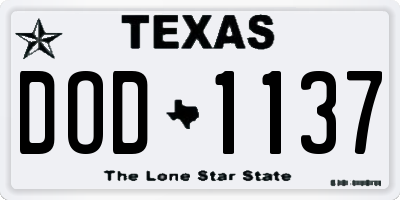 TX license plate DOD1137