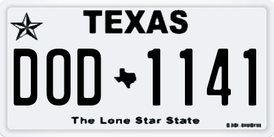 TX license plate DOD1141