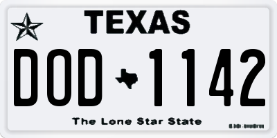 TX license plate DOD1142