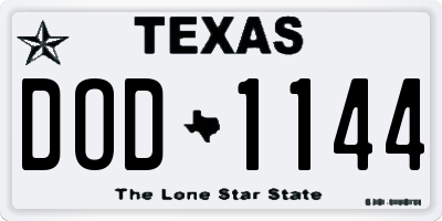 TX license plate DOD1144