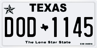 TX license plate DOD1145
