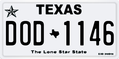 TX license plate DOD1146