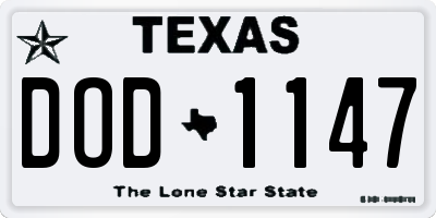 TX license plate DOD1147