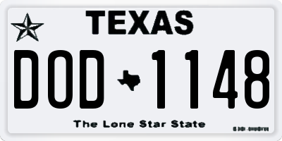 TX license plate DOD1148
