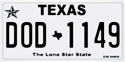 TX license plate DOD1149
