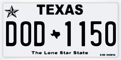 TX license plate DOD1150