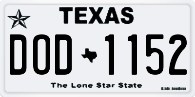 TX license plate DOD1152