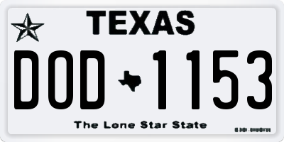 TX license plate DOD1153