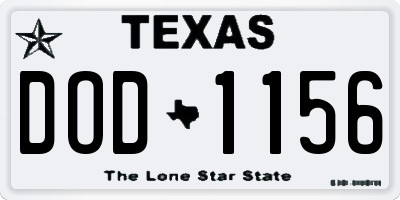 TX license plate DOD1156