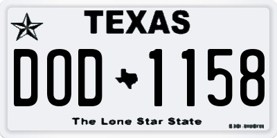 TX license plate DOD1158