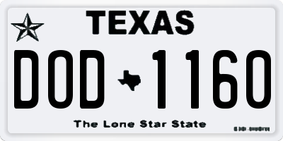 TX license plate DOD1160