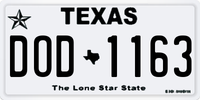 TX license plate DOD1163
