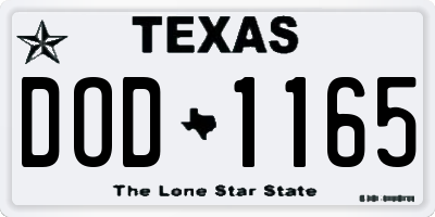 TX license plate DOD1165