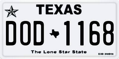 TX license plate DOD1168