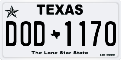 TX license plate DOD1170