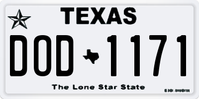 TX license plate DOD1171
