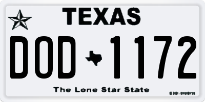 TX license plate DOD1172