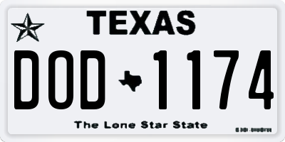 TX license plate DOD1174