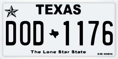 TX license plate DOD1176