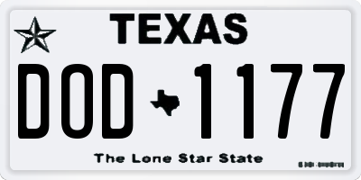 TX license plate DOD1177