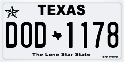 TX license plate DOD1178