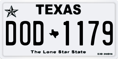 TX license plate DOD1179