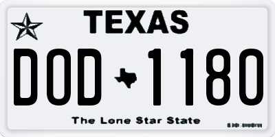 TX license plate DOD1180
