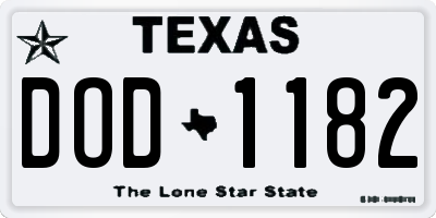 TX license plate DOD1182