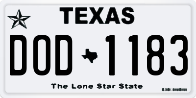 TX license plate DOD1183