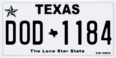 TX license plate DOD1184