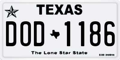 TX license plate DOD1186