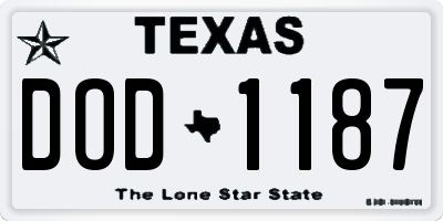 TX license plate DOD1187