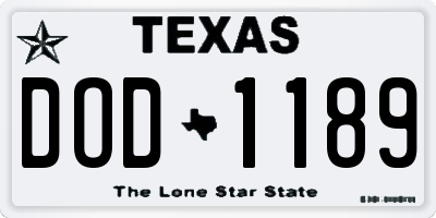 TX license plate DOD1189