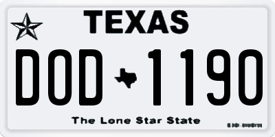 TX license plate DOD1190