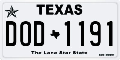 TX license plate DOD1191